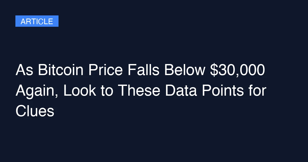 As Bitcoin Price Falls Below $30,000 Again, Look to These Data Points for Clues