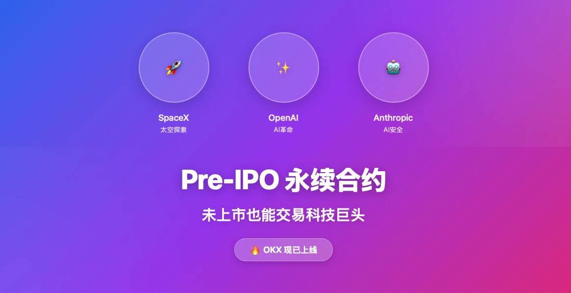 OKX Pre-IPO永续合约 - SpaceX OpenAI Anthropic